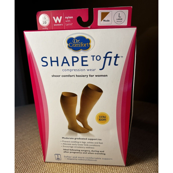 Dr. Comfort Shape to Fit Compression Hosiery-Size Large -Nude - 15-20 mmHg - Picture 1 of 9